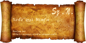 Szügyi Nimfa névjegykártya
